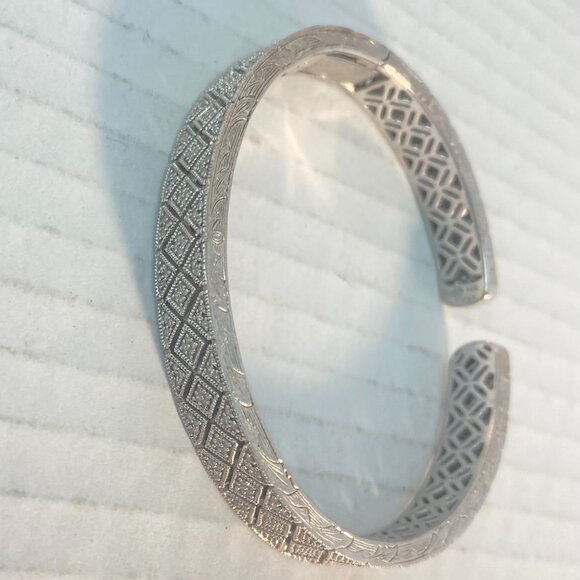 Beautiful Vintage Sterling Silver Geometric Cuff – Marked ISP 925 China - Picture 5 of 14